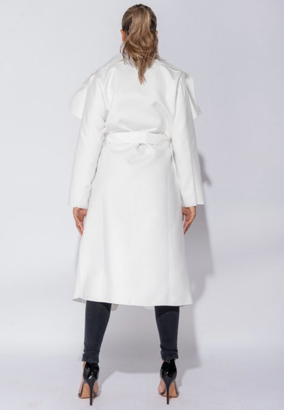 Gracie Oversized Belted White Coat